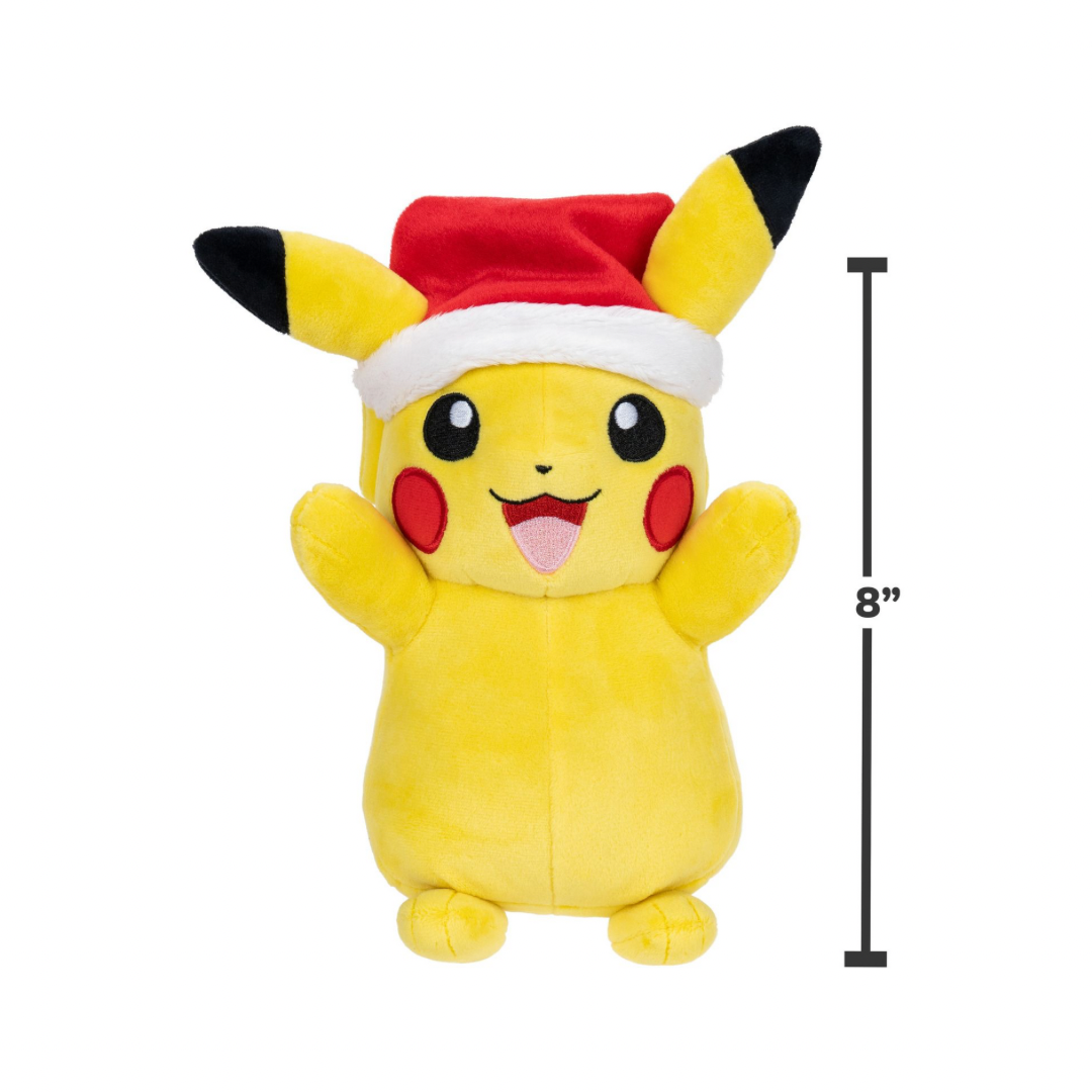 Pikachu with Santa Hat Pokémon Plush 8”